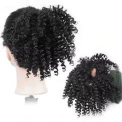 6Pcs Womens Black Curly Bun