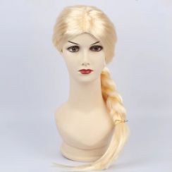 2Pcs Carnival Halloween Anime Cosplay Braided Blonde Womens Wigs