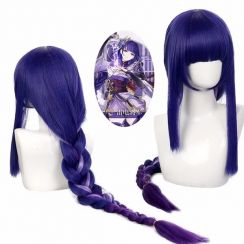 5Pcs Blue Purple Wig Cosplay Anime Heat Resistant Synthetic Wig