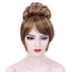 4Pcs Prom Party Blonde Short Beehive Bun Wig for Women