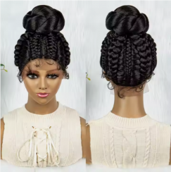 Womens  New Braid Wig Bun Updo