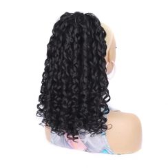 2Pcs Black Curly Retro Ponytail Wig